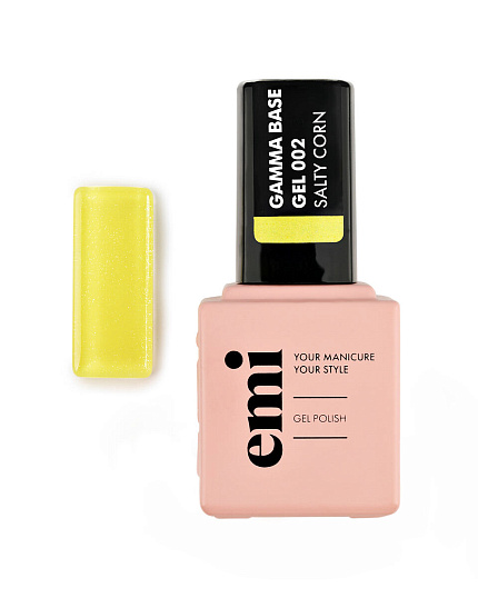 фото Цветная база для ногтей, E.MiLac Gamma Base Gel №002 Salty corn, 9 мл