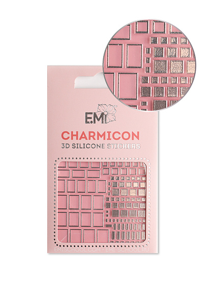 Charmicon 3D Silicone Stickers №159 Квадраты серебро