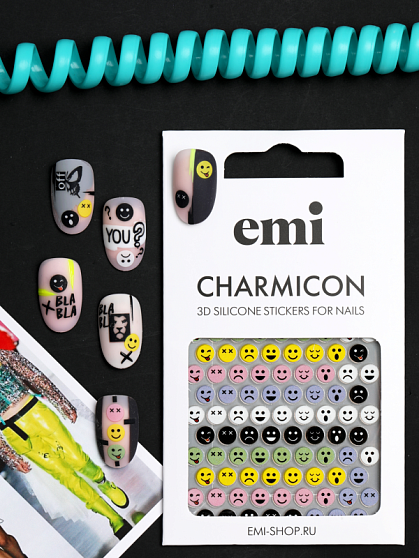 Charmicon 3D Silicone Stickers №197  Цветные смайлы