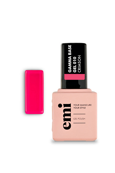 фото Цветная база для ногтей, E.MiLac Gamma Base Gel №010 Crimson, 9 мл