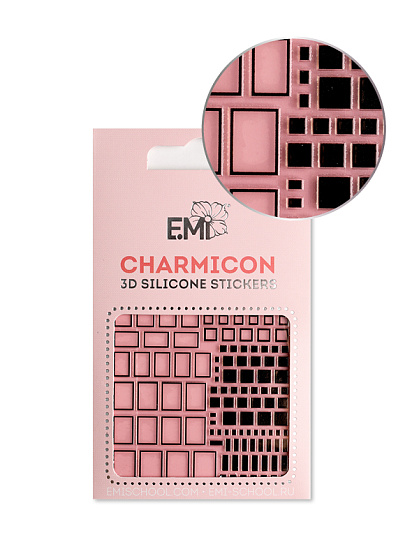 Charmicon 3D Silicone Stickers №160 Квадраты черные