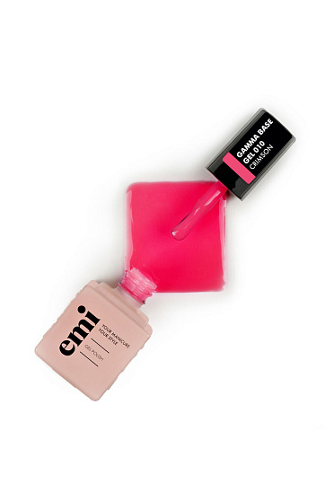 фото Цветная база для ногтей, E.MiLac Gamma Base Gel №010 Crimson, 9 мл