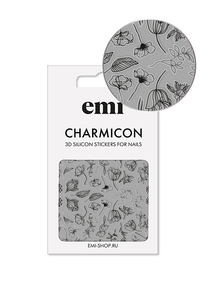 Charmicon 3D Silicone Stickers №176 Цветы черные