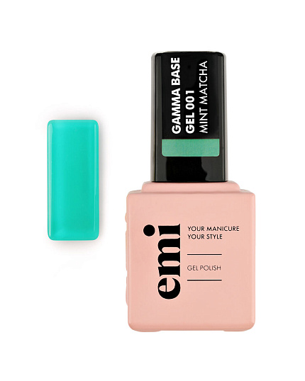 фото Цветная база для ногтей, E.MiLac Gamma Base Gel №001 Mint matcha, 9 мл