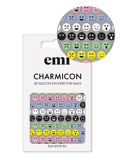 Charmicon 3D Silicone Stickers №197  Цветные смайлы
